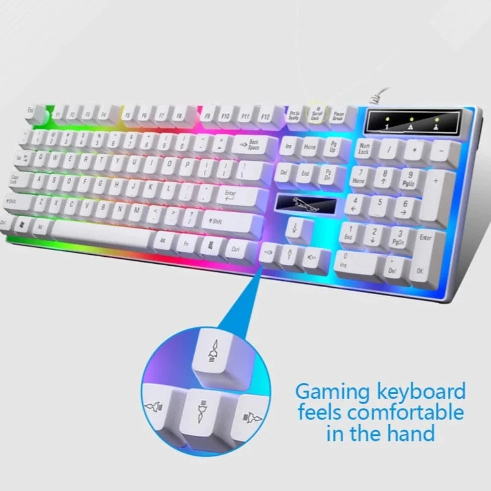 Ninja Dragons White Knight Gaming Keyboard and Mouse Set - Vero.com 
