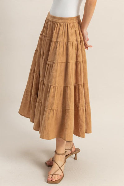 HYFVE Double Gauze Tiered Midi Skirt with Pockets - Vero.com 