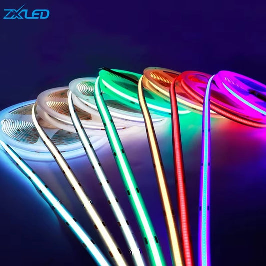 High Quality Flexible Cob Led Strip 24v High Density 8MM 12v 320LED Red Golden Green Blue Purple pink Ice Blue COB LED STRIP