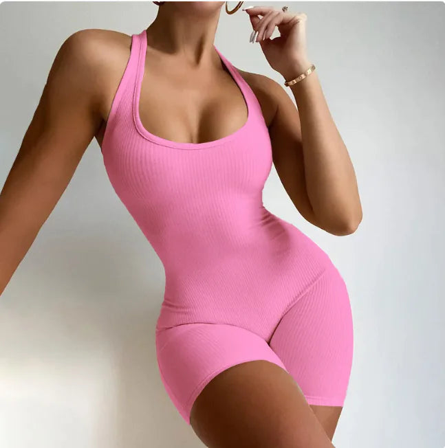 Flex Fit Women's Backless Yoga Jumpsuit – Sleeveless One-Piece Workout Romper - Vero.com 