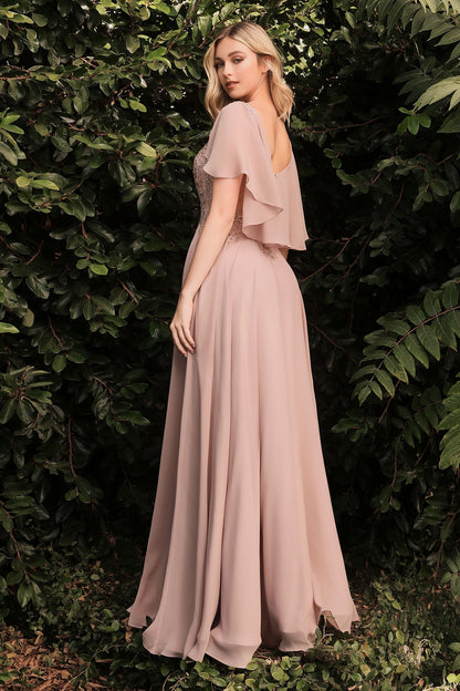 A-Line Chiffon Gown With Caplet - Vero.com 