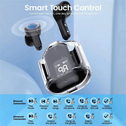 Air31 Wireless Bluetooth Earphone Sport Headphone LED Power Digital Display Headset Stereo Transparent Design Hifi Sound Earbuds