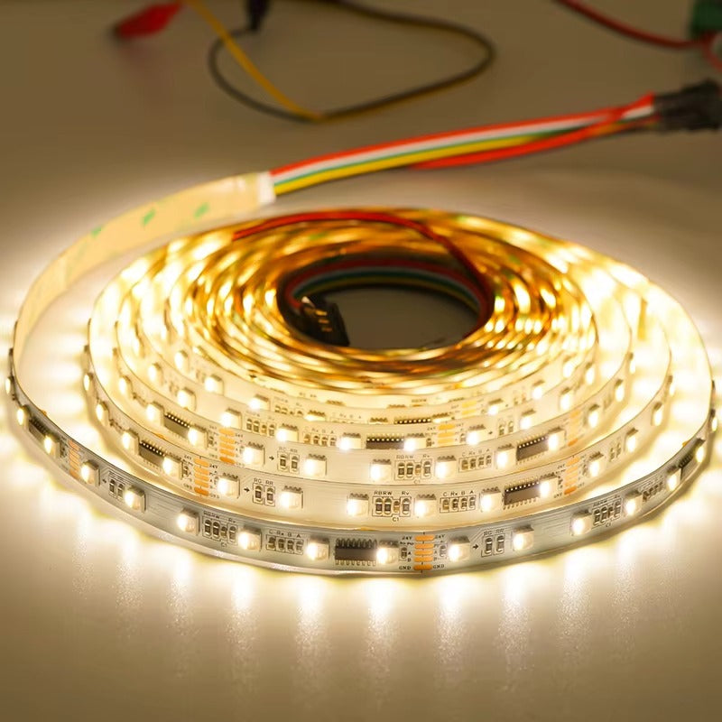 OEM ODM RGBW SMD5050 DMX512 Programmable Addressable LED Strip 60LED/m DC24v RGBW Pixels Per Meter