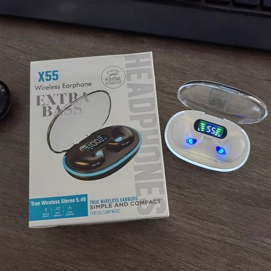 X55 Mini for BT Headphones Wireless Noise Cancelling TWS Earbuds with Sleep Invisible Hidden Design Stereo Headset