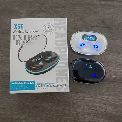 X55 Mini for BT Headphones Wireless Noise Cancelling TWS Earbuds with Sleep Invisible Hidden Design Stereo Headset