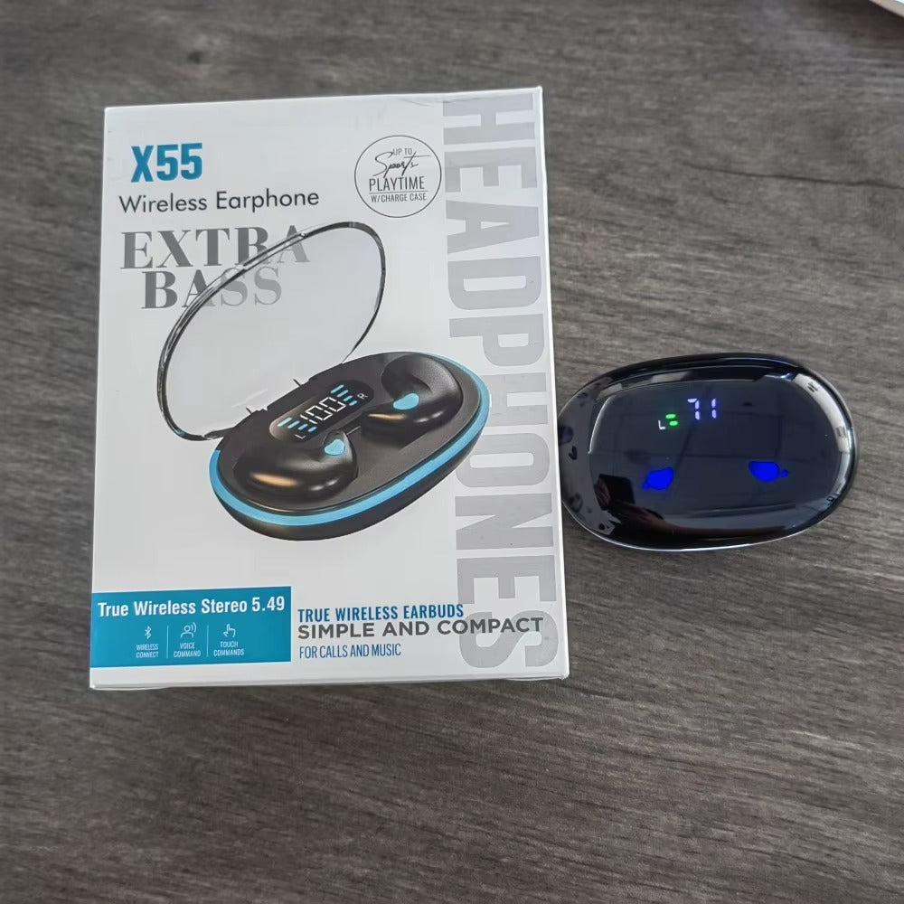 X55 Mini for BT Headphones Wireless Noise Cancelling TWS Earbuds with Sleep Invisible Hidden Design Stereo Headset