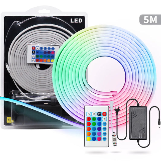 12V RGB Neon LED Strip 24Key Remote Control Blister Packaging Set Flexible for Sign Advertising Board RGB LED Strip Light