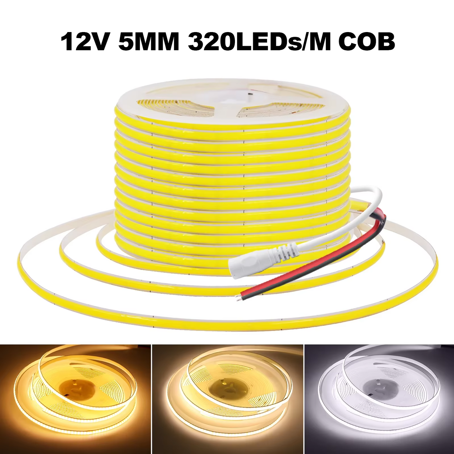 2.7mm 3mm 4mm 5mm Ultra Thin PCB DC3.7V 5V 12V 24V High Density Soft Flexible COB LED Strip Tape Light Bar for Decoration Lights