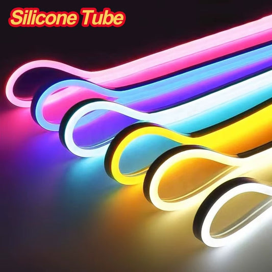 0613 Neon Flex LED Light Strip SMD 2835 Waterproof Outdoor Signs Body Rope Light 12V Flexible Soft Silicone Tube LED Neon Lights