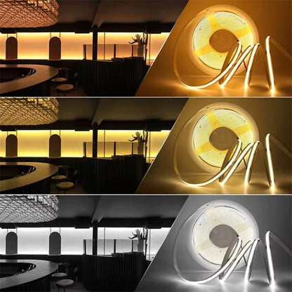 High Quality Super Bright No Light Spots Led Strip Light 8mm IP20 300led Flexible 5v Usb Cob Led Strip