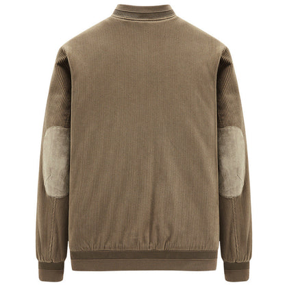 Mens Round Collar Winter Zipped Up Elbow Patch Jacket - Vero.com 