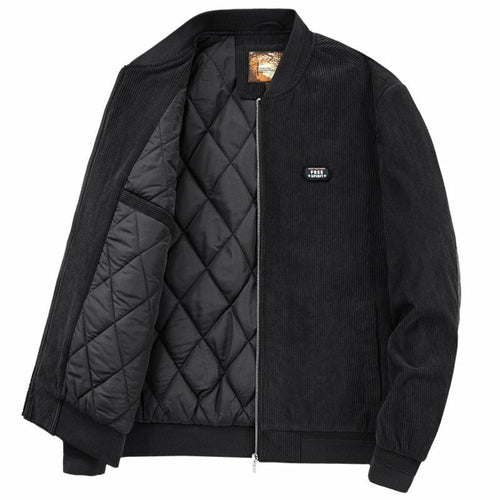 Mens Round Collar Winter Zipped Up Elbow Patch Jacket - Vero.com 