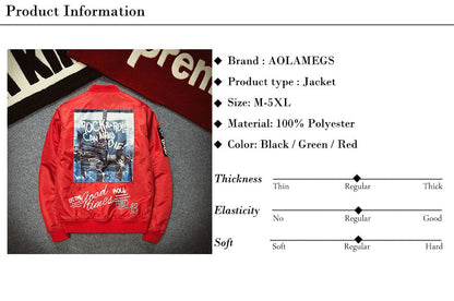 Men Print Plus Size Stand Collar Bomber Jacket Outwear - Vero.com 