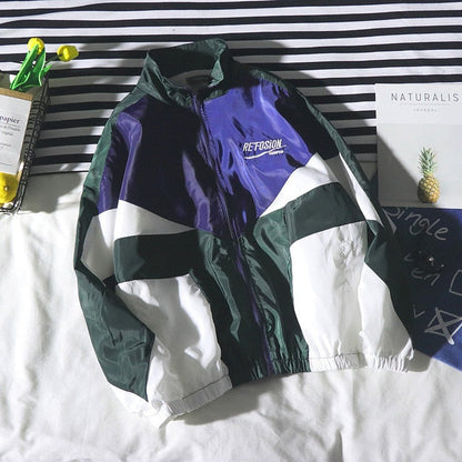 Jacket Men Windbreaker Autumn Hip Hop Couple Thin Jacket Windbreaker Patchwork Multi Pockets Casual Track Coat Streetwear - Vero.com 