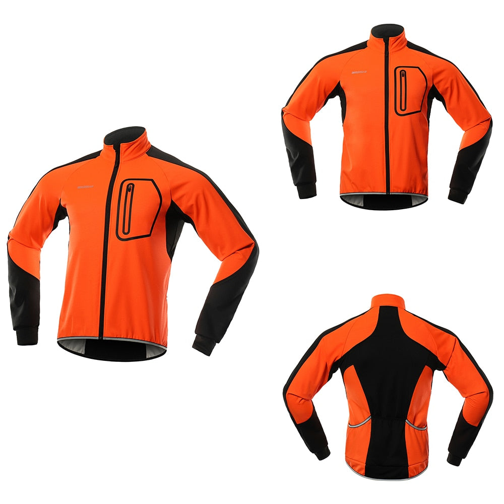 Cycling Jacket Men Winter Thermal Softshell Windproof Waterproof Bike Jacket MTB Coat Bicycle Clothing Reflective - Vero.com 