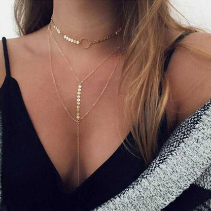 Three Layer Lariat Choker Necklace - Vero.com 