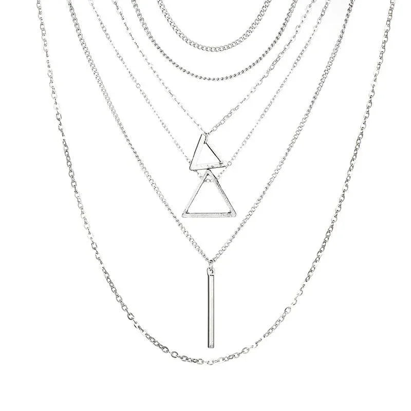 Double Triangle Multilayer Necklace - Vero.com 