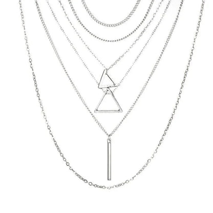Double Triangle Multilayer Necklace - Vero.com 
