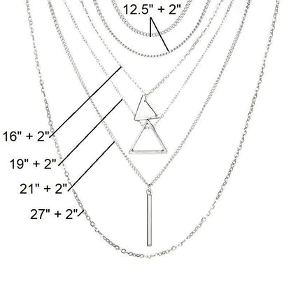 Double Triangle Multilayer Necklace - Vero.com 