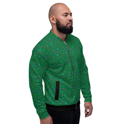 Bomber Jacket for Men - Green Math Equations Pattern - Vero.com 