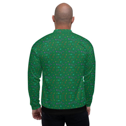 Bomber Jacket for Men - Green Math Equations Pattern - Vero.com 