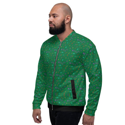 Bomber Jacket for Men - Green Math Equations Pattern - Vero.com 