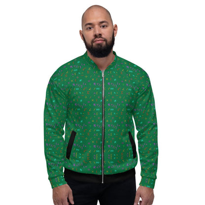 Bomber Jacket for Men - Green Math Equations Pattern - Vero.com 