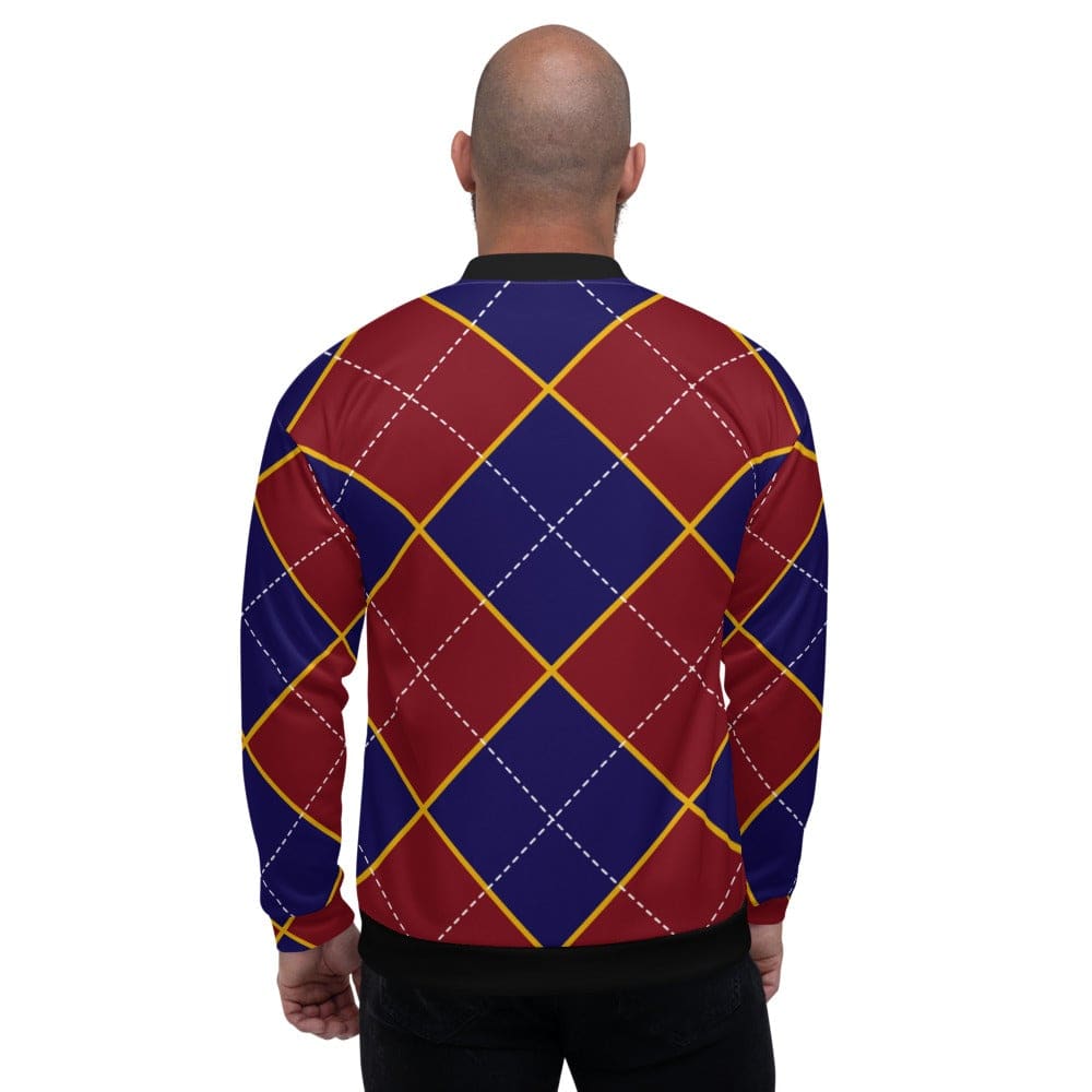 Bomber Jacket for Men - Red and Blue Argyle Pattern - Vero.com 