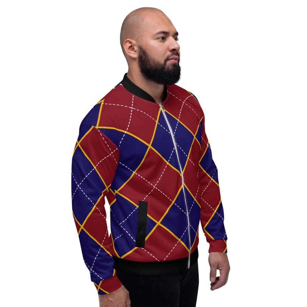 Bomber Jacket for Men - Red and Blue Argyle Pattern - Vero.com 