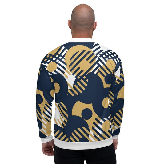 Bomber Jacket for Men - Blue Multicolor Retro Geometric Pattern - Vero.com 