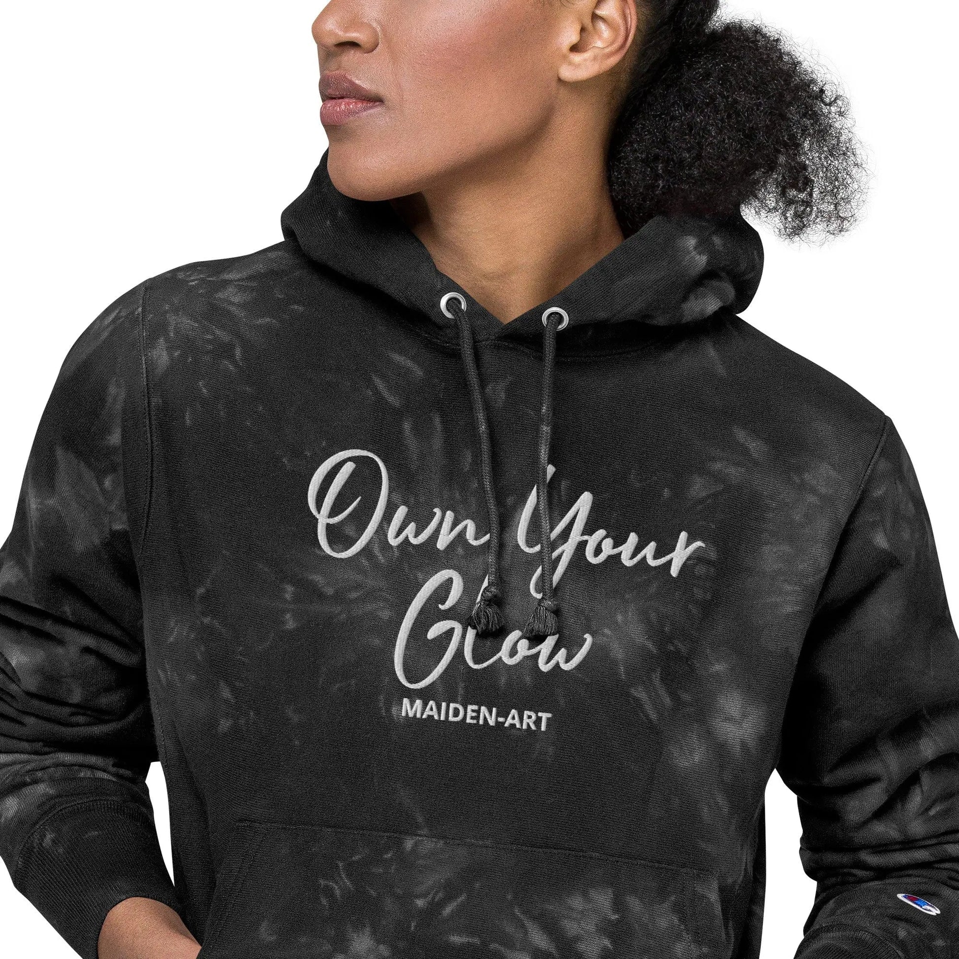 Own Your Glow Unisex Champion tie-dye hoodie with Embroidery | Champion hoodie - Vero.com 