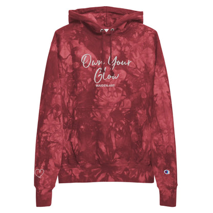 Own Your Glow Unisex Champion tie-dye hoodie with Embroidery | Champion hoodie - Vero.com 
