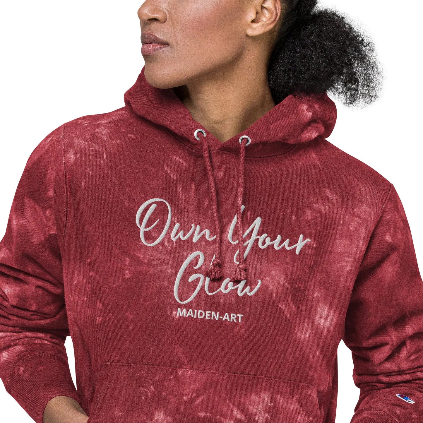 Own Your Glow Unisex Champion tie-dye hoodie with Embroidery | Champion hoodie - Vero.com 