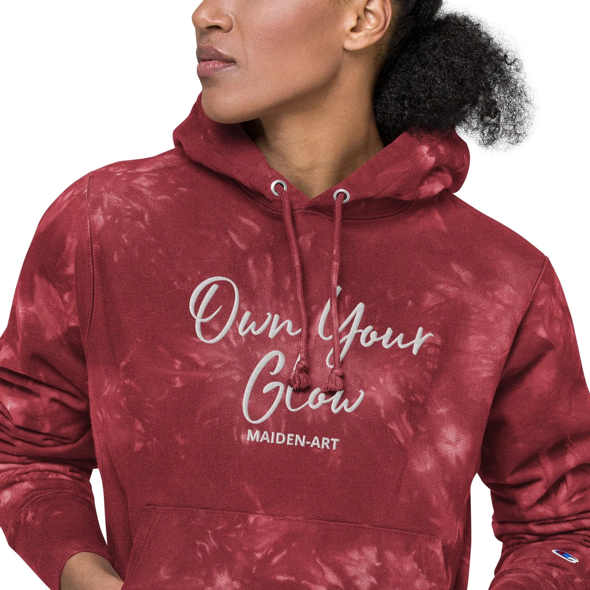 Own Your Glow Unisex Champion tie-dye hoodie with Embroidery | Champion hoodie - Vero.com 
