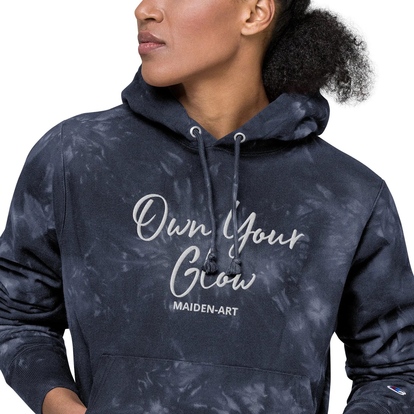 Own Your Glow Unisex Champion tie-dye hoodie with Embroidery | Champion hoodie - Vero.com 