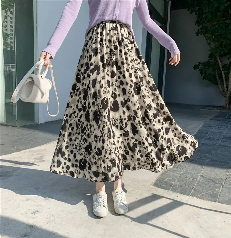 High Waist Slim Leopard Print Mid-Length Skirt - Vero.com 